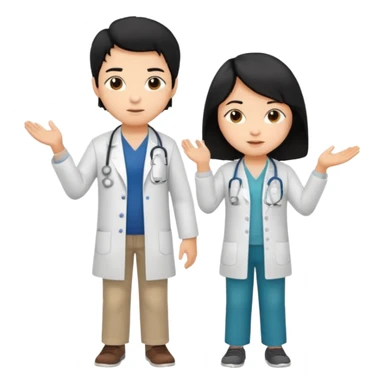 doctor black hair with a kid with casual clothes sticker