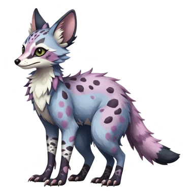 Feral Rare Fantasy dark pastel Vernid-Sergal-Genet-Trico-species by LiLaiRa, random markings, tufted tail, tufted ears, full body sticker