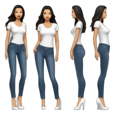 Adriana Lima dressing jeans with white Tshirt in high heels sticker