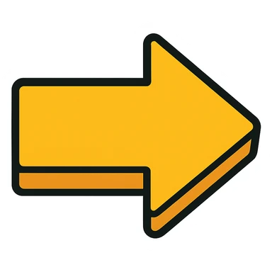 gold arrow pointing East, cartoon style sticker