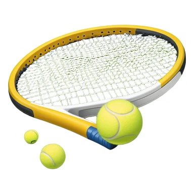A tennis racket and ball on a grass or hardcourt surface, symbolizing the sport. The racket has a sleek design with tightly strung strings, while the bright tennis ball rests nearby, capturing the essence of precision, agility, and competition. sticker