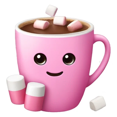 pink cup holding hot chocolate and marshmallows  sticker