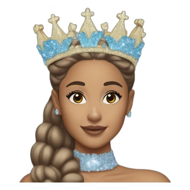 ariana grande wearing a blue sparkling crown sticker