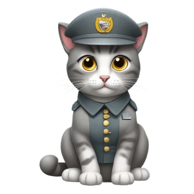 gray cat in the army sticker