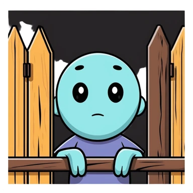 A thinking face next to an old fence, representing Chesterton's Fence principle sticker