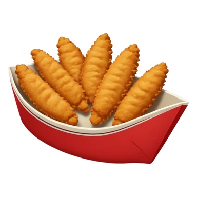 5 breaded chicken tenders in a red paper food boat  sticker