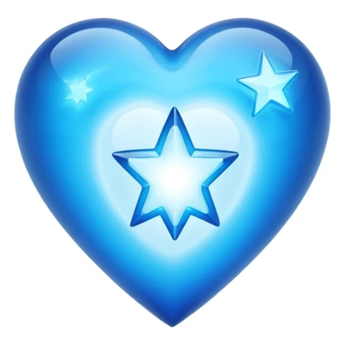 A translucent 3D heart with a sci-fi blue star inside sticker