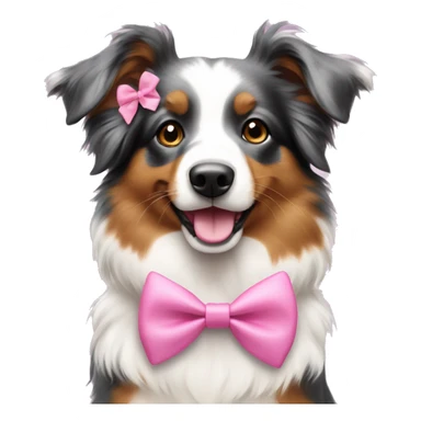 Mini Aussie wearing pink bow sticker