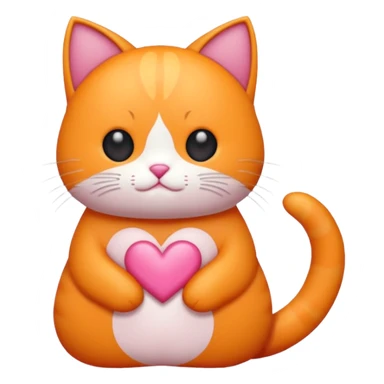 Gato naranja corazón rosa cuerpo entero kawaii sticker