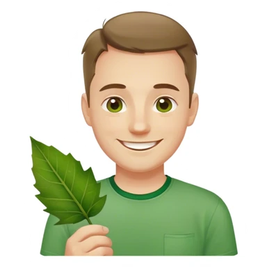 polish man in green shirt happy leaf sticker