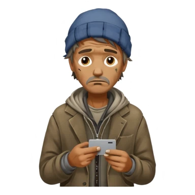 a homeless guy begging for money but with a card reader instead sticker