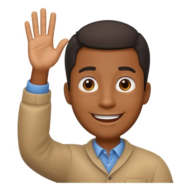 cartoon Black man character, waving, cheerful, emoji-style sticker