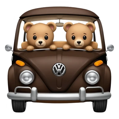 Two teddy bears in black Volkswagen  sticker