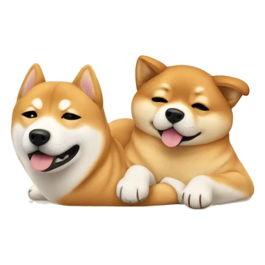 shiba inu and golden retriever laying on back sticker