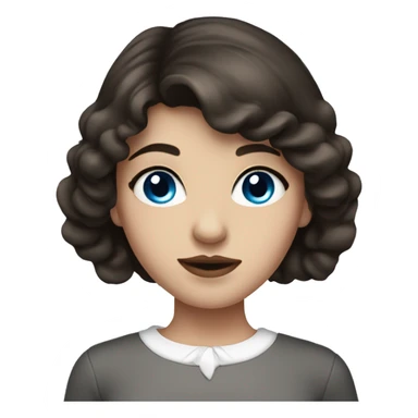 Girl with dark brown hair, blue eyes and beautiful lips, wearing white top sticker