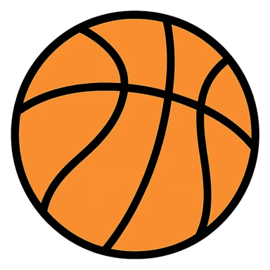 basketball as a lineal color icon, black outlines, simple and recognizable sticker