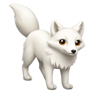 white fox with brown box sticker
