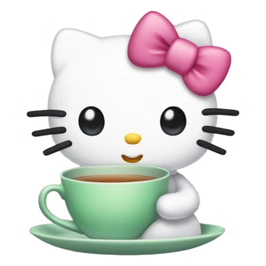 Hello kitty drinking tea sticker