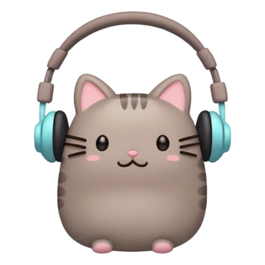 Pusheen with earphones  sticker