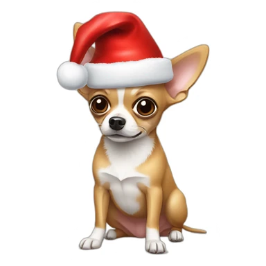 A chihuahua with Xmas hat sticker
