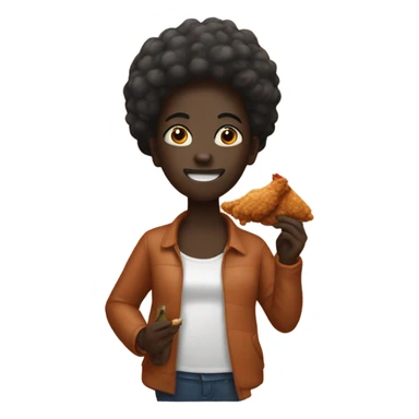 Dark skinned eating fried chicken sticker