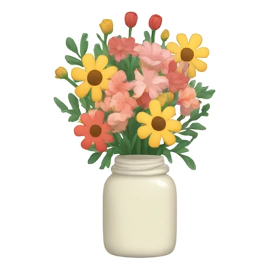 A jar vase filled with flowers. sticker