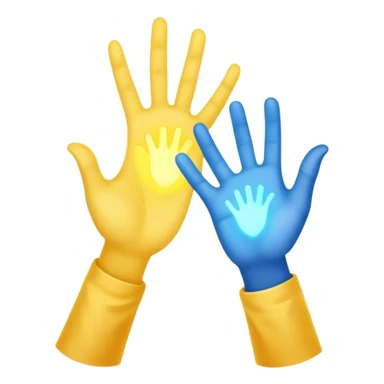a hand being held by a glowing blue hand and a glowing yellow hand souls sticker