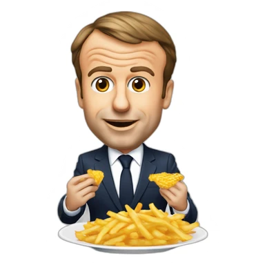 emmanuel macron qui mange des frites sticker