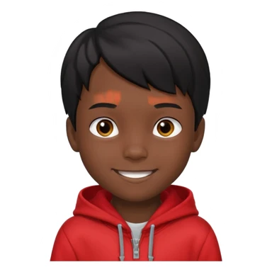 niño de 7 años, con pelo y piel negra. sudadera roja sticker