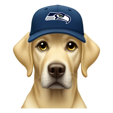 Yellow lab wearing seahawks hat  sticker