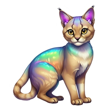 Colorful Neon Gothic exotic iridescent tropical shiny Fantasy-Siamese-Bobcat-Caracal-Scottish-Fold-feline-Fakémon-feline-hybrid (full body) sticker