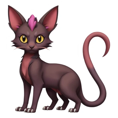 Black edgy Noivern-Noibat-Purloin-Torracat-Sphynx-Lykoi-Caracal-cat-Fakemon full-body sticker