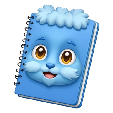 A blue notebook, fluffy and soft sticker