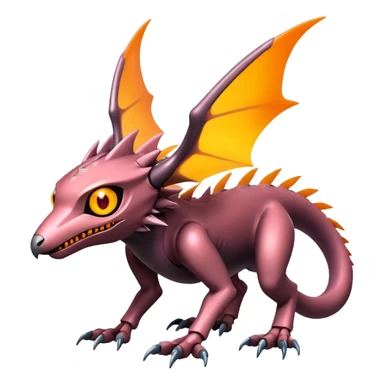  exotic futuristic warm-colored modern cyber-Fakémon-Digimon-Trico-creature sticker