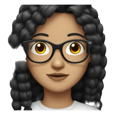White girl long black hair with glasses sticker