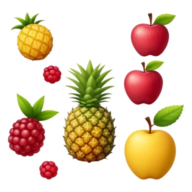 Classic Malt, Apple, Raspberry, Peach, Lemon, Pineapple, and Pomegranate fruit emojis sticker
