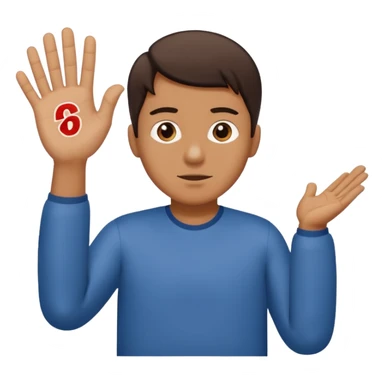a guy shrugging his shoulders with a 6 above his right hand and a 7 above his left hand sticker
