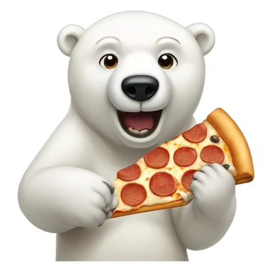 Polar bear eating a pizza sticker