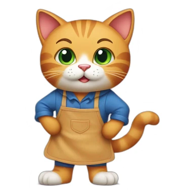 the cat stands on his apron paws sticker