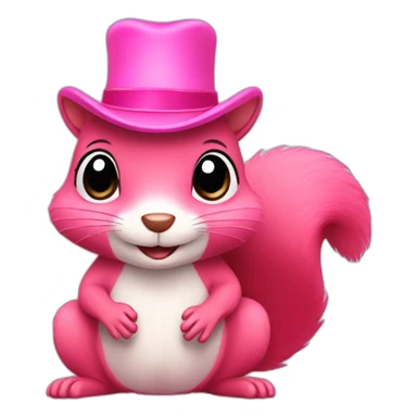 Pink squirrel with a hat sticker