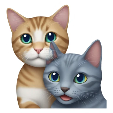 tabby cat & russian blue cat hugging eachother  sticker
