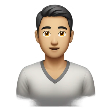 thirty years old asian guy with short highlighted hair wearing v neck shirt sticker