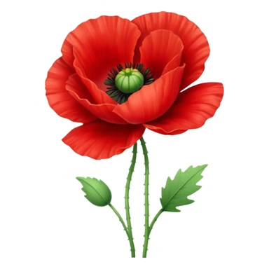 red poppy flower, realistic details, soft shading, apple emoji style, iOS 18 sticker