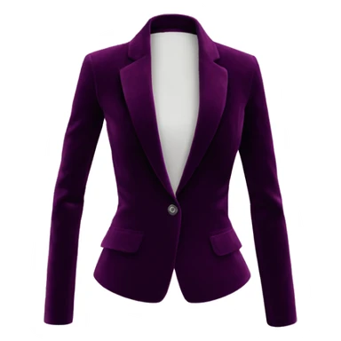Realistic isolated open dark purple wine color velvet feminine fashion blazer jacket.  sticker