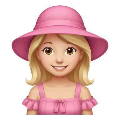 Girl in pink dress and sunhat smiling sticker