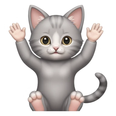 Happy Gray baby girl kitten standing with arms up  sticker
