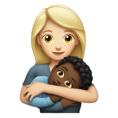 White woman holding black baby sticker
