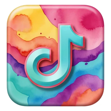 Realistic, watercolor, tiktok logo sticker