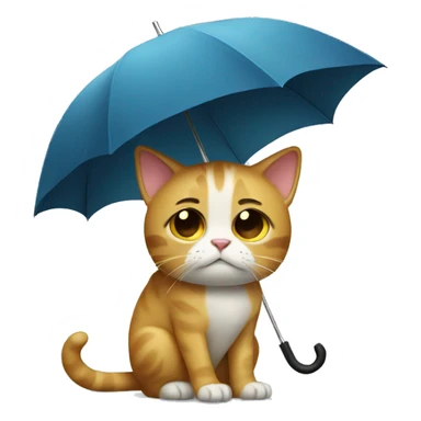Sad cat with umbrella  sticker