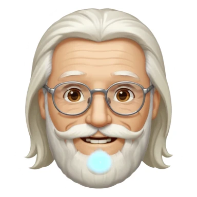 old man with long hair and beard wearing glasses sticker